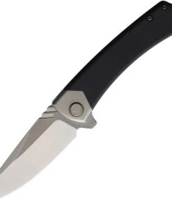 BRS - Bladerunners Systems Khopesh Flipper 010F, 4" Bohler M390 Stonewash Plain Blade, Black G-10 Handle