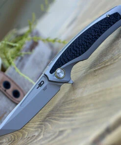 Bestech T1706B Predator, 3.6" CPM-S35VN Plain Blade, Gray Titanium Handle w/Carbon Fiber Inlay -Knifeworks Sales Store BT1706B.3 48772.1588780902