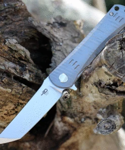 Bestech Knives Kendo Framelock Stripe BTKT1903F, 3.7" S35VN Tanto Blade, Stonewash Titanium Handle