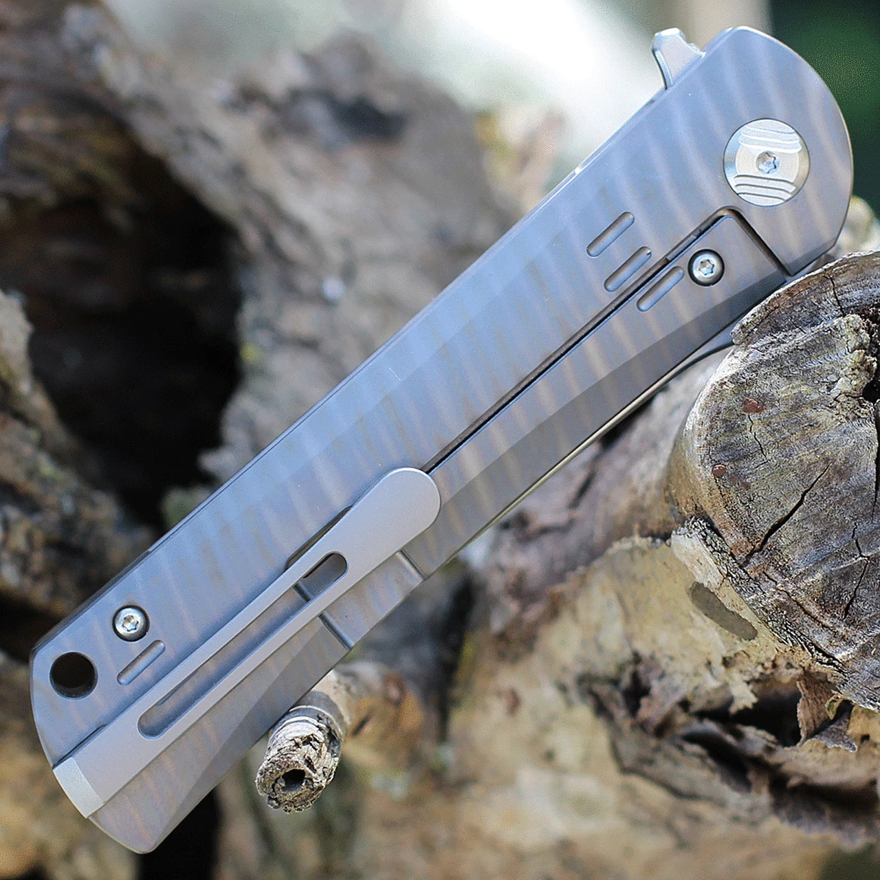 Bestech Knives Kendo Framelock Stripe BTKT1903F, 3.7" S35VN Tanto Blade, Stonewash Titanium Handle 4 Bestech Knives Kendo Framelock Stripe BTKT1903F, 3.7" S35VN Tanto Blade, Stonewash Titanium Handle - Image 4