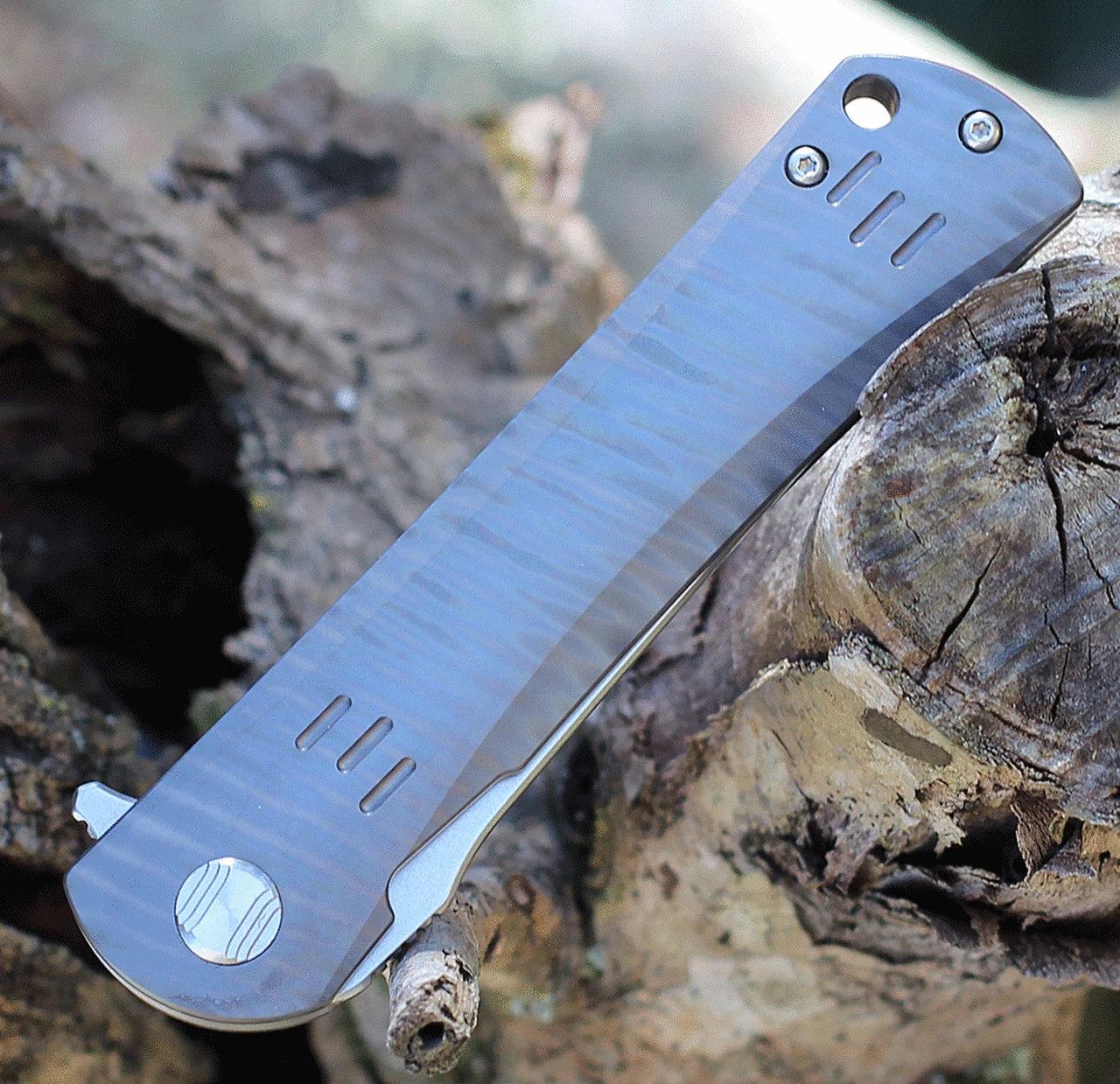 Bestech Knives Kendo Framelock Stripe BTKT1903F, 3.7" S35VN Tanto Blade, Stonewash Titanium Handle 3 Bestech Knives Kendo Framelock Stripe BTKT1903F, 3.7" S35VN Tanto Blade, Stonewash Titanium Handle - Image 3