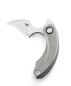 Bestech Knives Strelit BT2103A, 2.19" CPM-S35VN Satin Stonewashed Reverse Hawkbill Plain Blade, Grey 6AL4V Titanium Handles