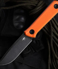 Bestech Hedron Fixed Blade - Orange G-10 (3.75" D2 Black SW) BFK02C