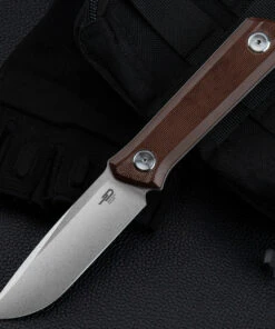 Bestech Hedron Fixed Blade - Brown Micarta (3.75" D2 SW) BFK02D