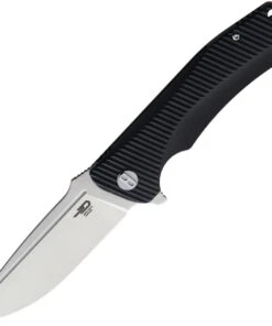 Bestech Mako BG27A Flipper Knife, 3.74" D2 Drop Point Blade, Milled Black G-10 Handle