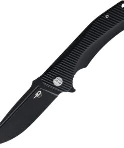 Bestech Mako BG27B Flipper Knife, 3.74" D2 Black Stonewashed Drop Point Blade, Milled Black G-10 Handle