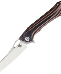 Bestech Platypus BG28C Flipper Knife, 3.43" D2 Two-Tone Sheepsfoot Blade, Milled Beige, Orange & Black G-10 Handle