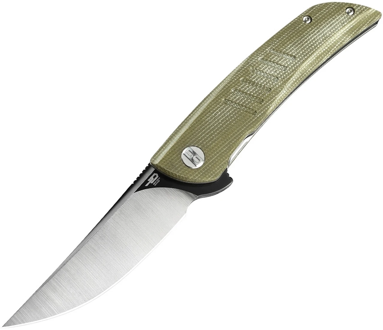 Bestech Knives Swift Folding Knife G30A-2, 3.5" D2 Satin & Black Finished Plain Blade, Green Canvas Micarta Handle 1 Bestech Knives Swift Folding Knife G30A-2, 3.5" D2 Satin & Black Finished Plain Blade, Green Canvas Micarta Handle