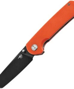 Bestech Knives Sledgehammer BG31A-2, 3" D2 Stonewashed Black Tanto Blade, Orange G-10 Handle