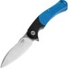 Bestech Knives Penguin Flipper Knife BG32B, 3.6" D2 Satin & Stonewash Plain Blade, Blue & Black G-10 Handle