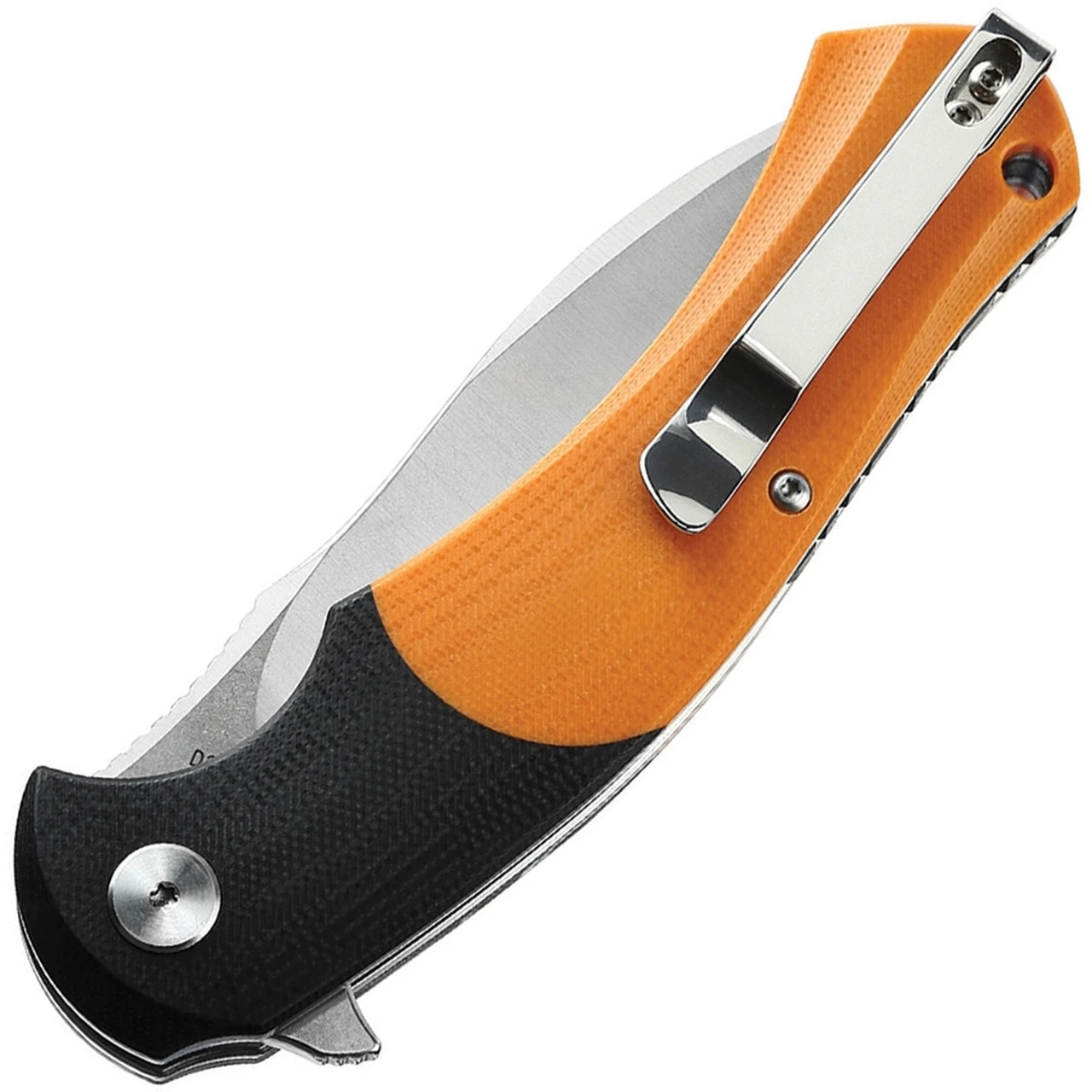 Bestech Knives Penguin Flipper Knife BG32C, 3.6" D2 Satin & Stonewash Plain Blade, Orange & Black G-10 Handle 2 Bestech Knives Penguin Flipper Knife BG32C, 3.6" D2 Satin & Stonewash Plain Blade, Orange & Black G-10 Handle - Image 2