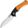 Bestech Knives Penguin Flipper Knife BG32C, 3.6" D2 Satin & Stonewash Plain Blade, Orange & Black G-10 Handle