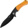 Bestech Knives Penguin Flipper Knife BG32D, 3.6" D2 Black Stonewashed Plain Blade, Black & Orange G-10 Handle