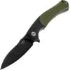 Bestech Knives Penguin Flipper Knife BG32E, 3.6" D2 Black Plain Blade, Black & Green G-10 Handle