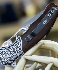 Bestech Draco - Wood / SS Bolster (3.2" Damascus Clip Point) BG48 -Knifeworks Sales Store BTKG48A.1 16804.1645111406