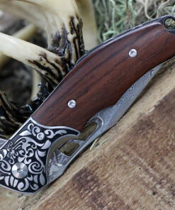 Bestech Draco - Wood / SS Bolster (3.2" Damascus Clip Point) BG48 -Knifeworks Sales Store BTKG48A 20751.1645111406