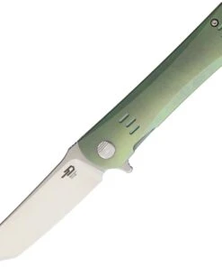 Bestech Knives Kendo Framelock Green BTKT1903E, 3.7" S35VN Tanto Blade, Stonewash Titanium Handle
