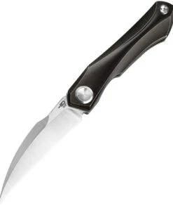 Bestech Knives Ivy BT2004A Flipper Knife, 3" S35VN Satin Hawkbill Blade, Black Titanium Handles