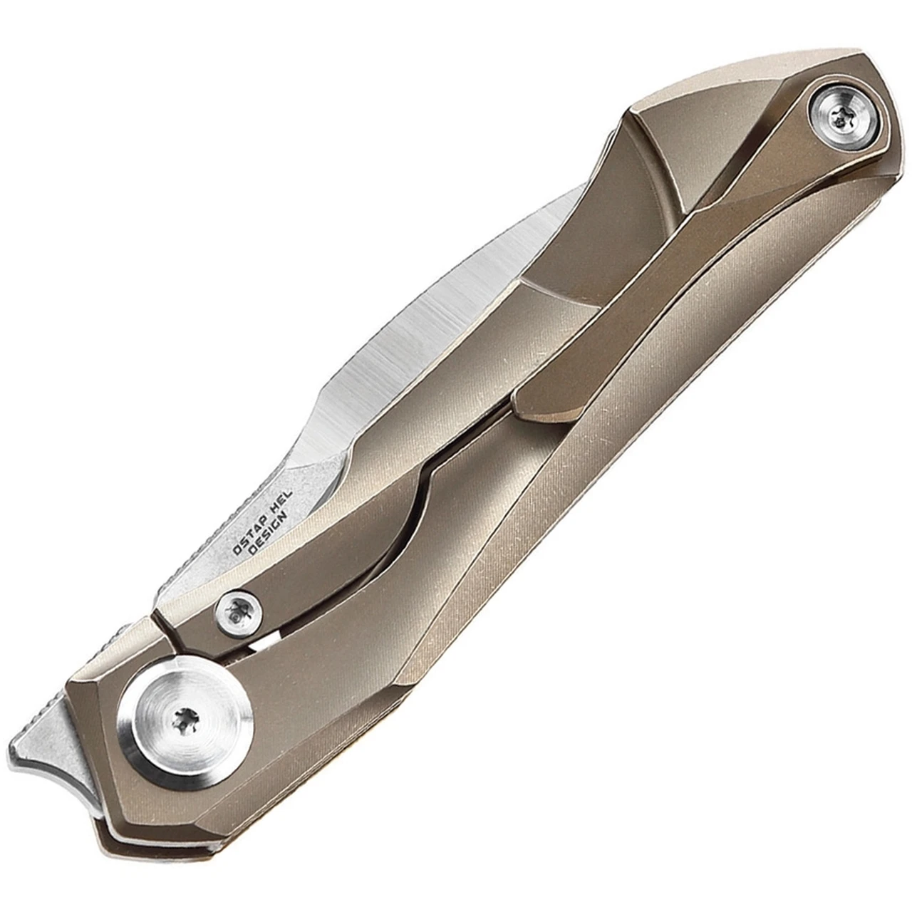 Bestech Knives Ivy BT2004B Flipper Knife, 3" S35VN Satin Hawkbill Blade, Bronze Titanium Handles 2 Bestech Knives Ivy BT2004B Flipper Knife, 3" S35VN Satin Hawkbill Blade, Bronze Titanium Handles - Image 2