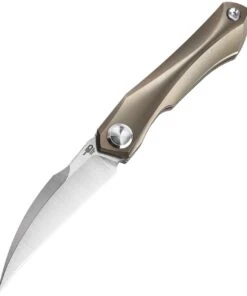 Bestech Knives Ivy BT2004B Flipper Knife, 3" S35VN Satin Hawkbill Blade, Bronze Titanium Handles