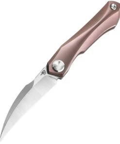Bestech Knives Ivy BT2004C Flipper Knife, 3" S35VN Satin Hawkbill Blade, Pink Titanium Handles