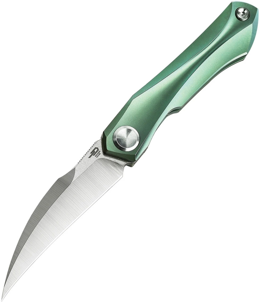 Bestech Knives Ivy BT2004D Flipper Knife, 3" S35VN Satin Hawkbill Blade, Green Titanium Handles 1 Bestech Knives Ivy BT2004D Flipper Knife, 3" S35VN Satin Hawkbill Blade, Green Titanium Handles