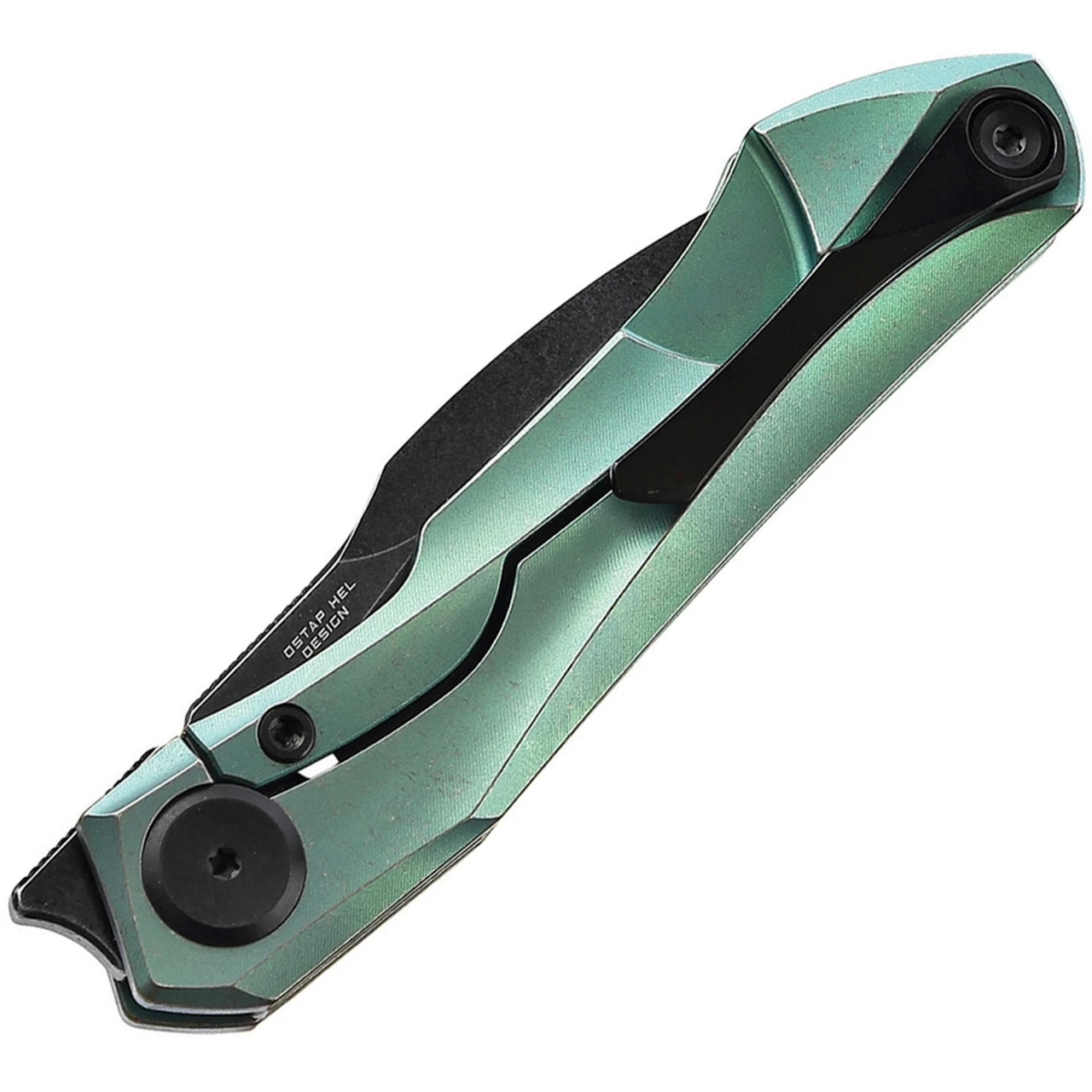 Bestech Knives Ivy BT2004E Flipper Knife, 3" S35VN Black Stonewashed Hawkbill Blade, Green Titanium Handles 2 Bestech Knives Ivy BT2004E Flipper Knife, 3" S35VN Black Stonewashed Hawkbill Blade, Green Titanium Handles - Image 2