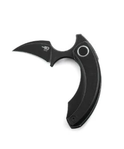 Bestech Knives Strelit BT2103C, 2.19" CPM-S35VN Black Stonewashed Reverse Hawkbill Plain Blade, Black Stonewashed 6AL4V Titanium Handles