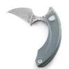 Bestech Knives Strelit BT2103I, 2.19" Damascus Reverse Hawkbill Plain Blade, Blue Stonewashed Titanuim Handles