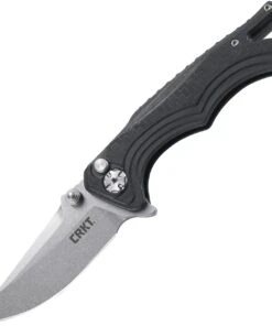 CRKT BT Fighter Button Lock CR5220, 2.856" 8Cr13MoV Plain Blade, Glass Reinforced Nylon Handle