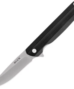 Buck Knives Langford 0251BKS, 3.375" 7Cr Satin Drop Point Plain Blade, Black G-10 Handles