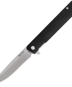 Buck Knives Decatur 0256BKS, 3.63" 7Cr Stainless Steel Satin Drop Point Blade, Black G-10 Handles