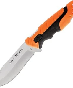 Buck Knives Buck 658 Orange Pursuit Pro Small Drop Point Fixed Blade, 3.75" S35VN Satin Drop Point Blade, Black & Orange Glass Filled Nylon Handle