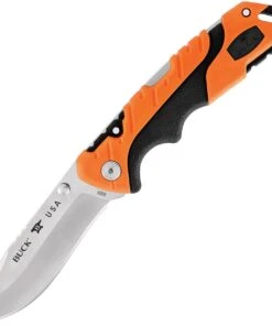 Buck Knives Buck 659 Orange Pursuit Pro Large Folding Drop Point, 3.5" S35VN Satin Drop Point Blade, Black & Orange Glass Filled Nylon Handle
