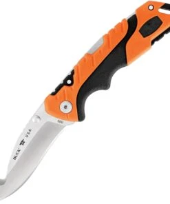 Buck Knives Buck 660 Orange Pursuit Pro Large Folding Guthook, 3.5" S35VN Satin Guthook Blade, Black & Orange Glass Filled Nylon Handle