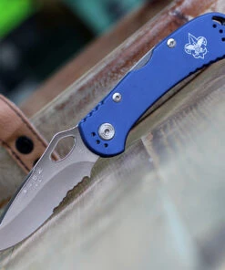 Buck Knives Buck Spitfire BSA 722BLXBSA, 3.25" 420HC Part Serrated Blade, Blue Aluminum w/ BSA Logo Handle