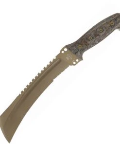 Buck Knives Buck Talon Machete Tan, 10" Desert Tan Partially Serrated, 5160 Carbon Steel Sawback Blade, Camo Linen Micarta Handle