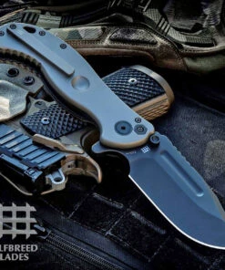 Halfbreed Blades Halfbreed Large Bush Flolder - Black Ti (4.13" S35VN Black) LBF-01