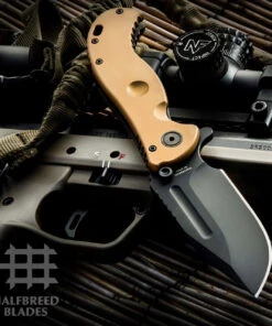 Halfbreed Blades Halfbreed Large Bush Folder - Dark Earth Ti (4.13" S35VN Black) LBF-01DE