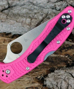 Spyderco Knives Spyderco Delica 4 FRN Pink C11FPPNS30V, 2.90" CPM S30V Satin Plain Blade, Pink FRN Handle -Knifeworks Sales Store C11FPPNS30V.2 88059.1609362624