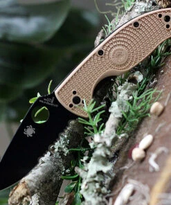 Spyderco Knives Spyderco Tenacious Lightweight, C122PSTNBK, 3.39" 8Cr13MoV Partially Serrated Black Blade, Tan FRN Handle