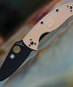 Spyderco Knives Spyderco Tenacious Lightweight, C122PTNBK, 3.39" 8Cr13MoV Plain Black Blade, Tan FRN Handle