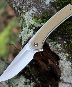 CIVIVI Knives CIVIVI Asticus C2002E, 3.80" D2 Satin Drop Point Plain Blade, Stonewashed Brass Handles