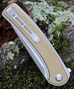 CIVIVI Knives CIVIVI Asticus C2002E, 3.80" D2 Satin Drop Point Plain Blade, Stonewashed Brass Handles -Knifeworks Sales Store C2002E.2 99637.1611675978