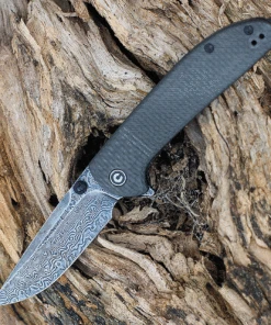 CIVIVI Knives CIVIVI Badlands Vagabond C2019DS-1, 3.25" Black Hand Rubbed Damascus Drop Point Blade, Twill Carbon Fiber Handles