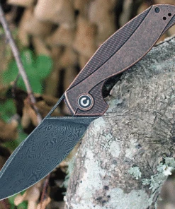 CIVIVI Knives CIVIVI Anthropos C903DS3, Black Stonewashed Copper Handle, 3.25" Black Damascus Drop Point Blade