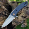 CRKT Avant 4620 Flipper Knife, 3.17" 8Cr14Mov Satin Drop Point Blade, Black Weaved Carbon Fiber Handles