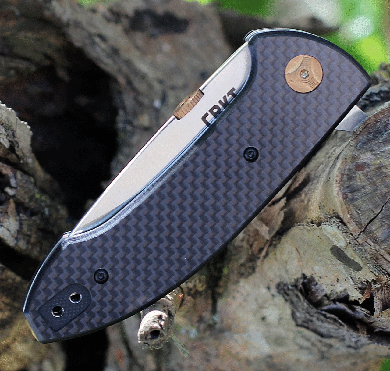 CRKT Avant 4620 Flipper Knife, 3.17" 8Cr14Mov Satin Drop Point Blade, Black Weaved Carbon Fiber Handles 3 CRKT Avant 4620 Flipper Knife, 3.17" 8Cr14Mov Satin Drop Point Blade, Black Weaved Carbon Fiber Handles - Image 3