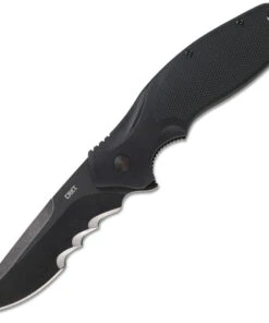 CRKT Shenanigan Spring Assisted Flipper K800KKP, 3.35" 1.4116 Stainless Steel Black Stonewashed Veff Serration Blade, Black GRN Handles