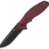 CRKT Shenanigan Spring Assisted Flipper K800RKP, 3.35" 1.4116 Stainless Steel Black Stonewashed Plain Blade, Maroon GRN Handles